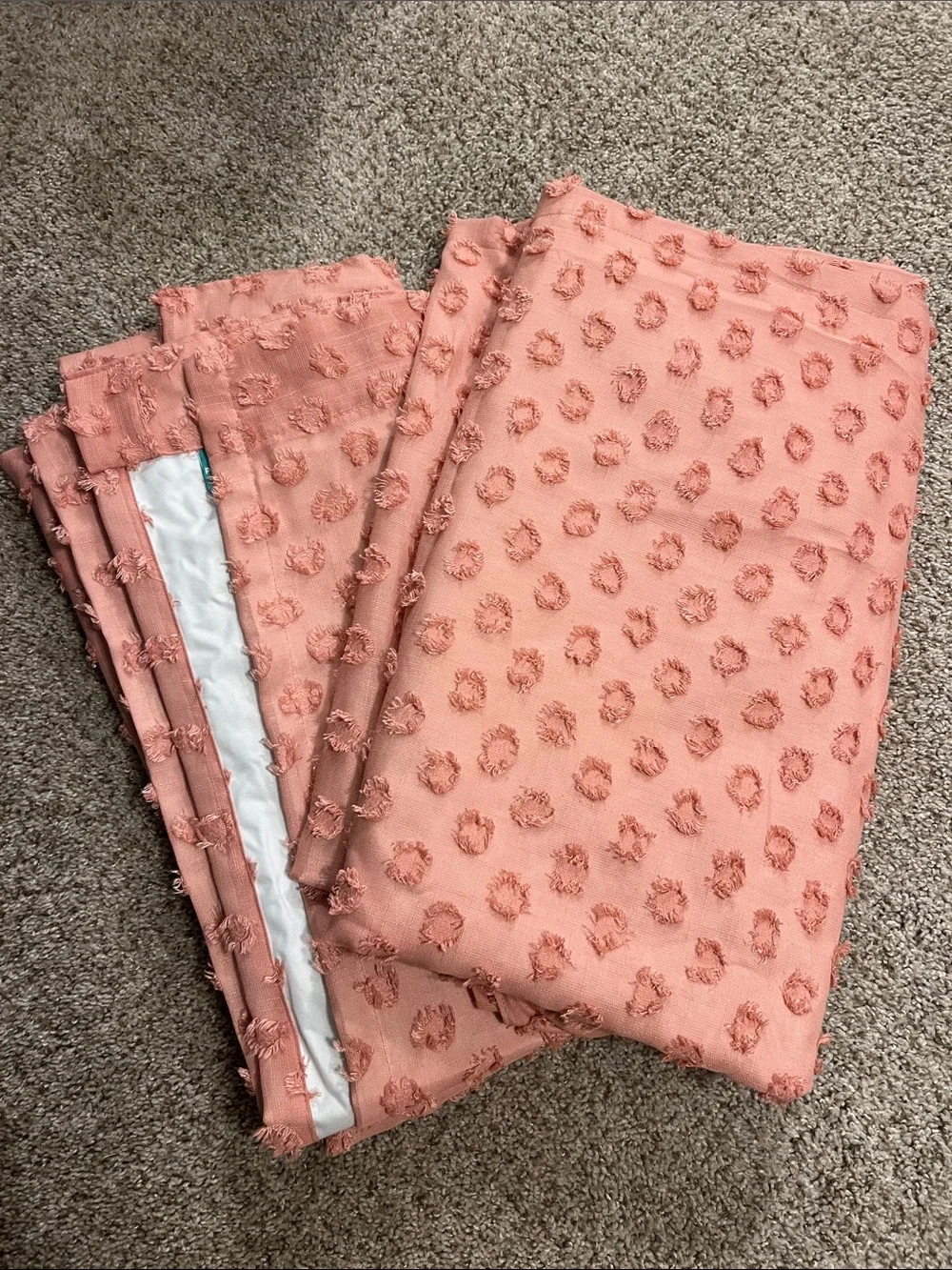 Pillowfort Coral Pink Textured Dot Curtain Panel